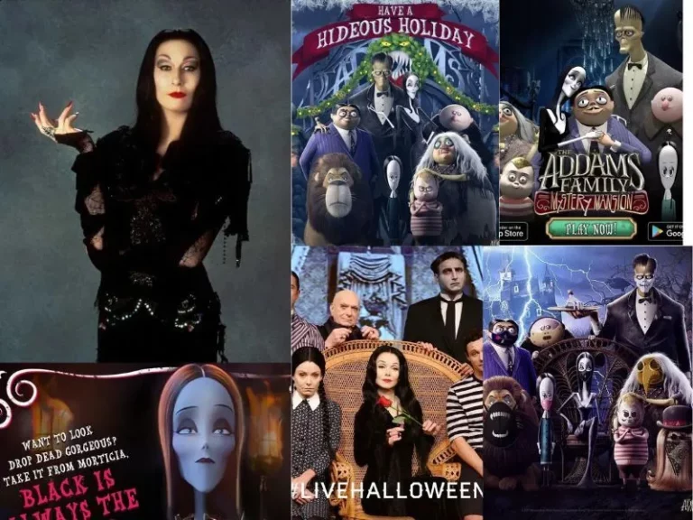 What are the different variations of Morticia Addams costumes in movies and TV shows?